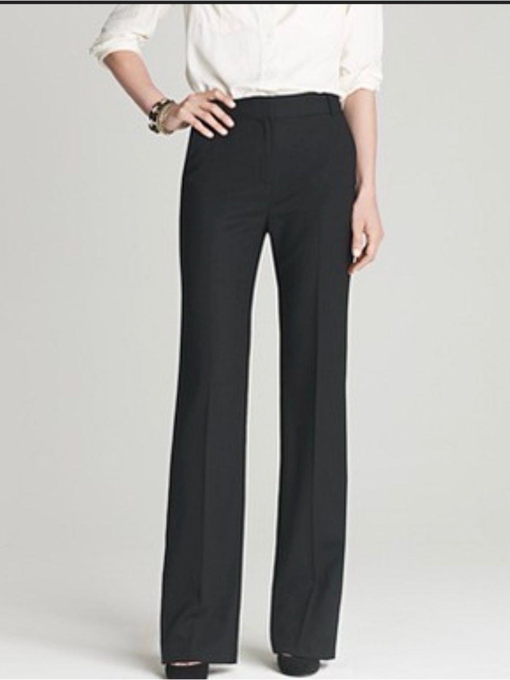 J.Crew Hutton Black Wide Leg Trousers Career Work Pants Minimal Chic